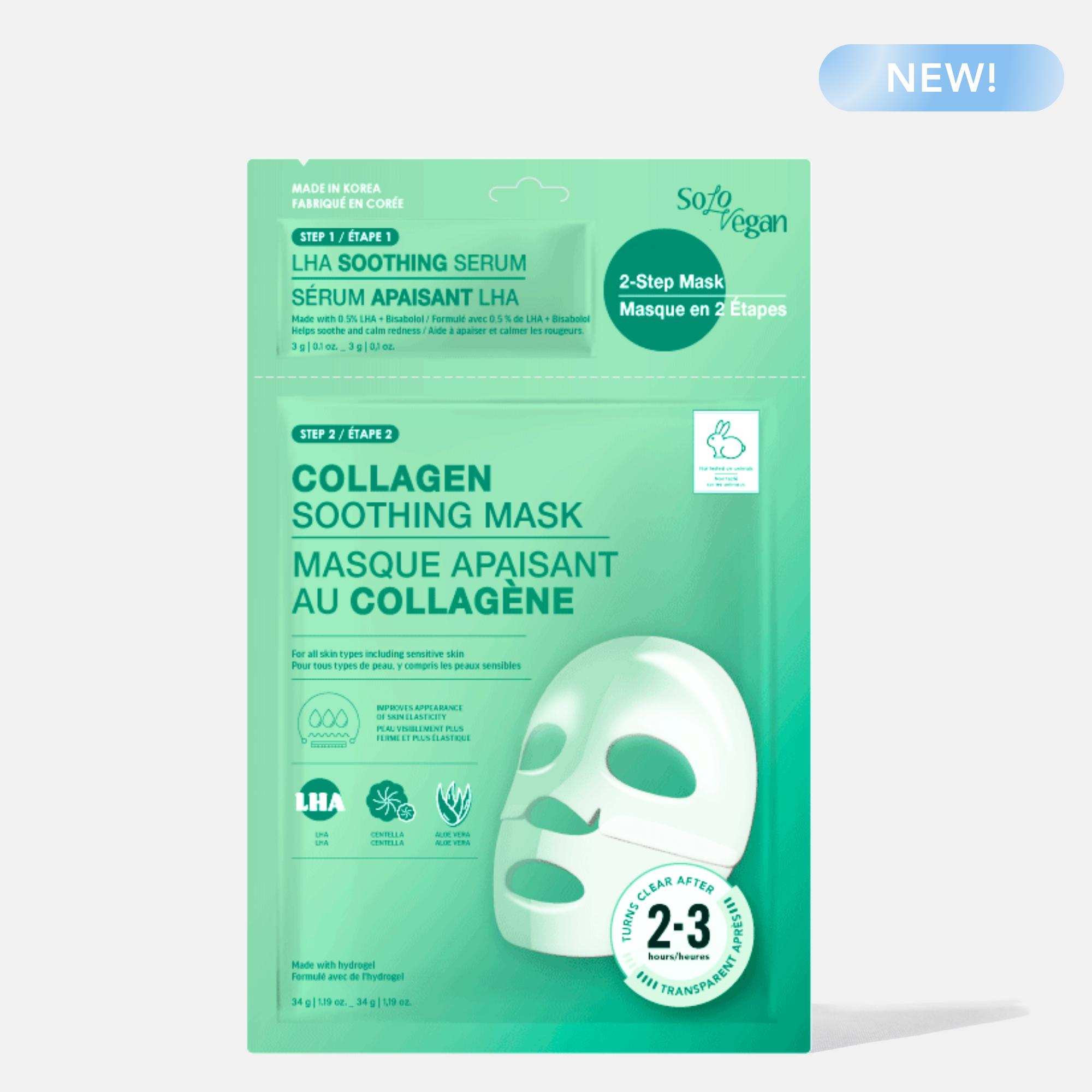 2-Step LHA Soothing Serum + Collagen Soothing Mask – SoloVegan