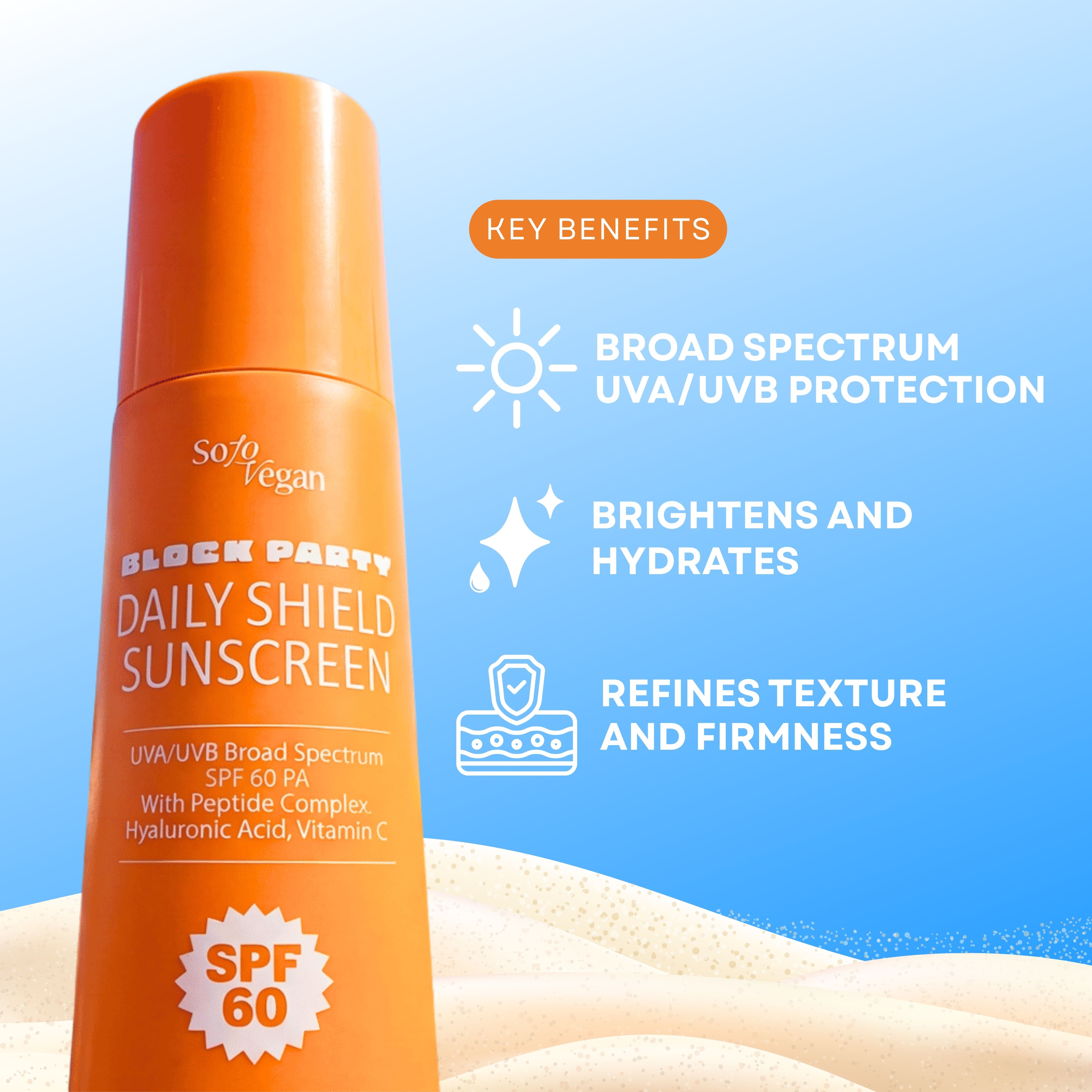 Block Party Daily Shield Sunscreen SPF 60 – SoloVegan