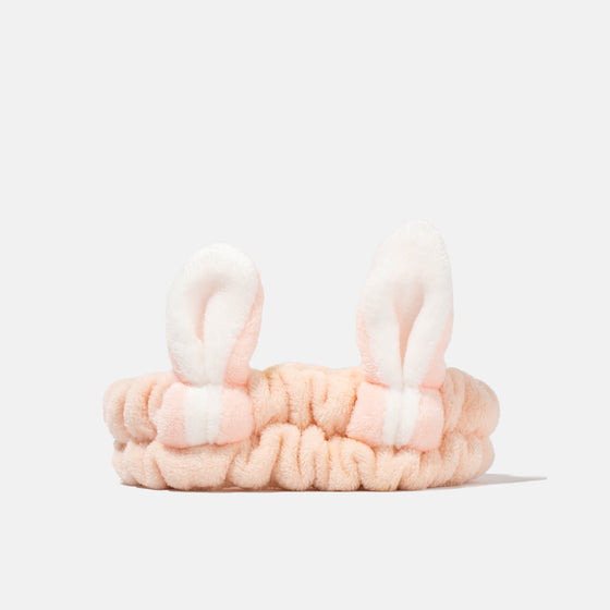 Peach Bunny Ear Spa Headbands